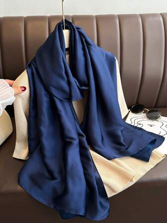 1 件时尚奢侈品牌春夏大号长款羊绒女士围巾纯色仿丝缎披肩头巾女士海滩时尚女式头巾盖头新款装饰