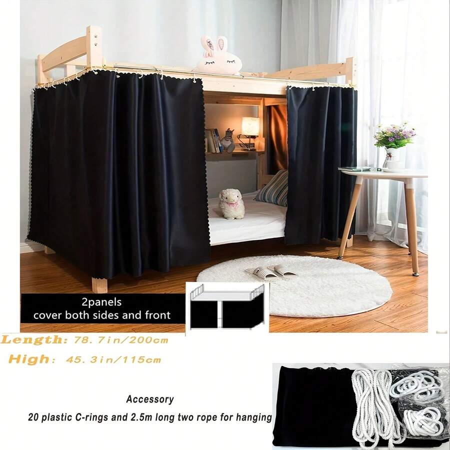 Abulun Solid Thicken Bunk Blackout Bed Curtains Cloth Bed Canopy Students Single Sleeper - Black - View 1