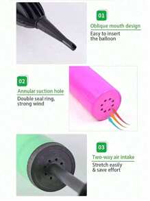 1/3 Stücke Set Ballon Luftpumpe, tragbare Handluftpumpe, manuelle Ballon-Aufblasvorrichtung, geeignet für Geburtstage, Feiern, Hochzeiten, Ballons (Farbe wird zufällig versendet)