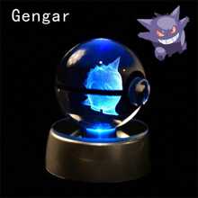 pokemon Bola de cristal de 3D Lámpara de base con Pikachu, Mew, Mewtwo y Pokeball de cristal Figura de bola de cristal Luz nocturna Regalo de cumpleaños