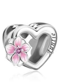 HuooNew 1pc Exquisite 925 Sterling Silver "I Love You To The Moon And Back" Heart Shaped Beaded Charm, Suitable For Family, Party & Gift - Silver - View 7