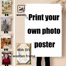 1pc Customized Canvas Poster With DIY Frame, Print Your Photos Wall Decor For Family, Birthdays, Weddings, Anniversaries, Living Room, Graduation Gift, Father's Day Gift - Multicolor - View 3