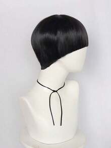 男士直发蘑菇头假发，带刘海，无胶耐热假发，高密度合成纤维替换发，学院风短发，搞笑书呆子假发，万圣节感恩节圣诞节服装配饰 - 彩色 - 查看 4