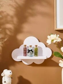 1 件，6.4 英寸 X 9.1 英寸白色黑板云形壁挂式搁板，简易白色黑板材料组装装饰水晶展示架小物件收纳架，室内家居墙面装饰收纳整理器