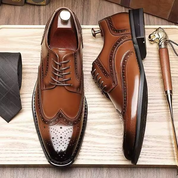JASONSTAR Men's Brogue Cap Toe Oxford Shoes, Lace-Up Front Dress Shoes For Business Formal White Tie Occasions Shoes