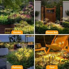 1PC Solar Powered Small Fireworks Ground Mounted Light, Suitable For Courtyard, Garden, Outdoor, Camping, Party Decoration