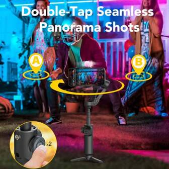 AOCHUAN Gimbal Stabilizer 3-Axis Handheld Electric Stabilizer Built-In Extension Rod 4 Shooting Modes LED Full-Screen Indicator Gesture Control AI Face Tracking Body Focus/Zoom Control Intelligent Camera Movement Compatible With A Variety Of Accessories And Lightweight And Foldable Suitable For Video Recording/Vlog/Content Creators Used For Concerts, Travel, Mountaineering, Creative APP And Desktop Live Broadcast Multi-Function Smart 3-Axis Mobile Phone Gimbal Stabilizer