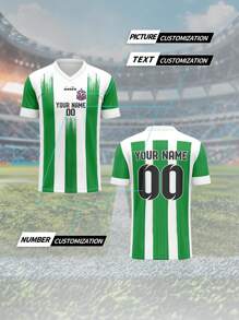 Camiseta de fútbol personalizada, camiseta deportiva de cuello en V transpirable y de secado rápido para hombres, con impresión personalizada de nombre, número y logotipo en la parte delantera y trasera, ajuste cómodo para uso diario, casual, fiesta, reunión, elegante, de moda, hipster, casual, minimalista, chic, personalizado, único, disfraces de hombre, armario cápsula, estilo básico/urbano para hombres, regalos ideales para él, novio, familia, amigos, para cumpleaños, vacaciones/feriados, escuela/competencia, deportes/escalada