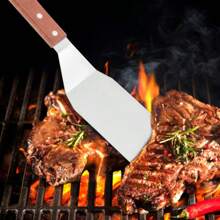 Set Of 2 Pieces Stainless Steel Steel Spatulas, Multipurpose Spatula, Cooking Utensil Set With Wooden Handle, Pizza Spatula, Hamburger Turner - Cooking & Frying Turner Spatula For Barbecue, Grilling And Flipping Steak - Essential Durable Cookware