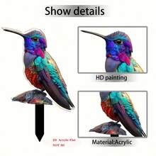 (1pc/2pcs) 2D Flat Acrylic Hummingbird Garden Stake - Durable Weather-Resistant Outdoor Planter And Yard Decor | Animal Themed Multipurpose | No Text, 2D Flat - Multicolor - View 5