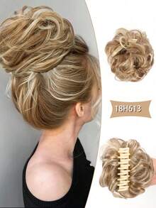 Pieza para el cabello con sujeción para moño desordenado, extensiones de cabello sintético ondulado y rizado para chongos, coletas y recogidos gruesos para mujeres - Multicolor - Ver 10