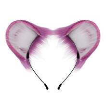Cute Furry Cat Ear Headband, Playful Bicolor Plush Animal Ear Hair Hoop Decoration