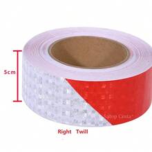 Cinta adhesiva reflectante de 5cm/10cm/15cm/20cm*5M, tiras blancas y rojas de sarga, impermeables, reflectores de  para coche - Rojo-Blanco-10cm-R - Ver 8