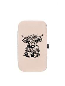 7pcs/Set Nail Clipper Set With Charming Highland Cow Pattern,Portable Organizer Case Included Large Capacity Nail Care Box Storage Box, With Stainless Steel Tools, Ultra Sharp And Splash Free Nail Clipper Set, Classic Design Cutting Box, Used For Mobile Beauty Essentials, Travel, Outings, Residential School And Home Essentials - Baby Pink - View 14