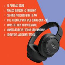 JBL JBL TUNE 720BT Wireless Bluetooth Headphones, Powerful Bass Sound, 76Hrs Battery Life, For Music, Gaming, Online Classes, White