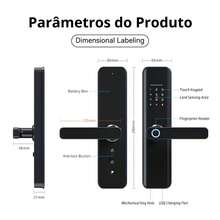 Tuya APP Wifi Fechadura Digital De Sobrepor Fechadura Eletronica Fechaduras Digital De Embutir Com Biometria - Preto - Visão 10