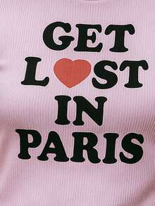 Blusa con Diseño 'Get Lost in Paris' - Estilo Chic y Juvenil" - Morado Violeta - Ver 3