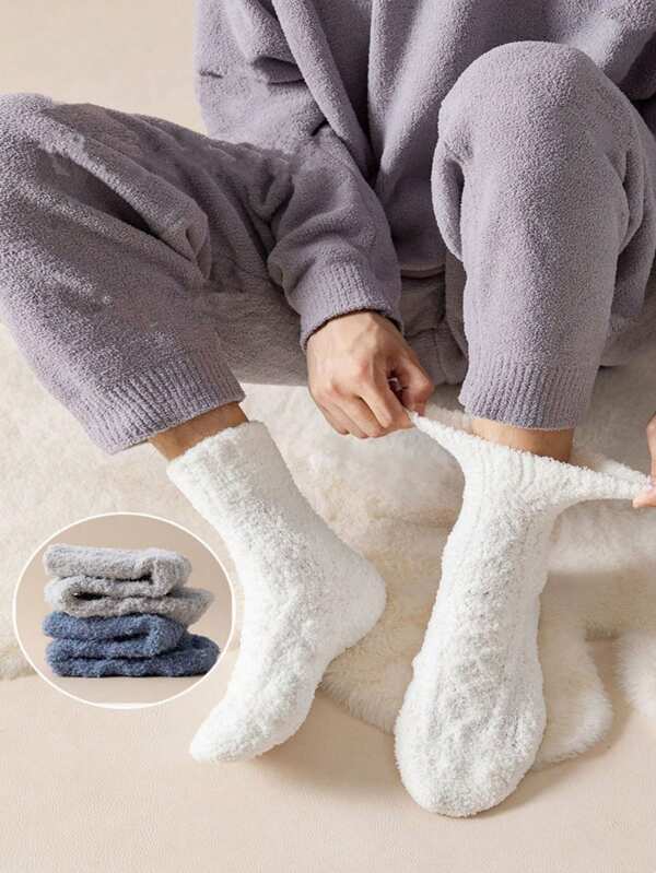 Kit 03 Meias Masculino Felpuda Curto Térmica Confortável-Lisa