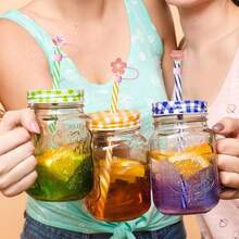 6pcs 10mm/0.4 Inch Silicone Cherry Blossom Reusable Straw Caps, Dustproof Straw Lids For 0.4 Inch Diameter Straws, Decorative Beverage Accessories - Pink - View 6