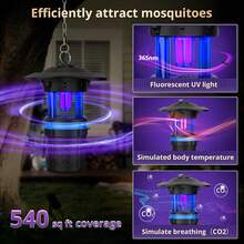 Mosquito Trap Outdoor/Indoor, Bug Zapper With Fluorescent UV Light, Suction Fan And1000V Grid Combination, Fly Trap Mosquito Killer For Gnat, Moth, Fruit Flies, FlyingInsect (Without Stand) - US A Type Plug(110-127V) - View 5