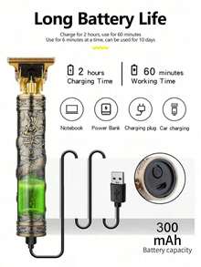 HINEA 复古T9电动无绳理发器，专业男士理发器和胡须修剪器 - 銅色 - 查看 5