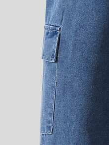 1 件儿童青少年男童夏季牛仔裤，新款休闲街头风格侧袋阔腿裤