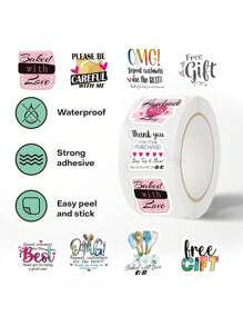 SCXXBSW Rollo de 500 unidades de pegatinas con temática de regalos en inglés, pegatinas para maestros, pegatinas decorativas para niños, pegatinas blancas, pegatinas para fiestas, decoración de papelería de oficina