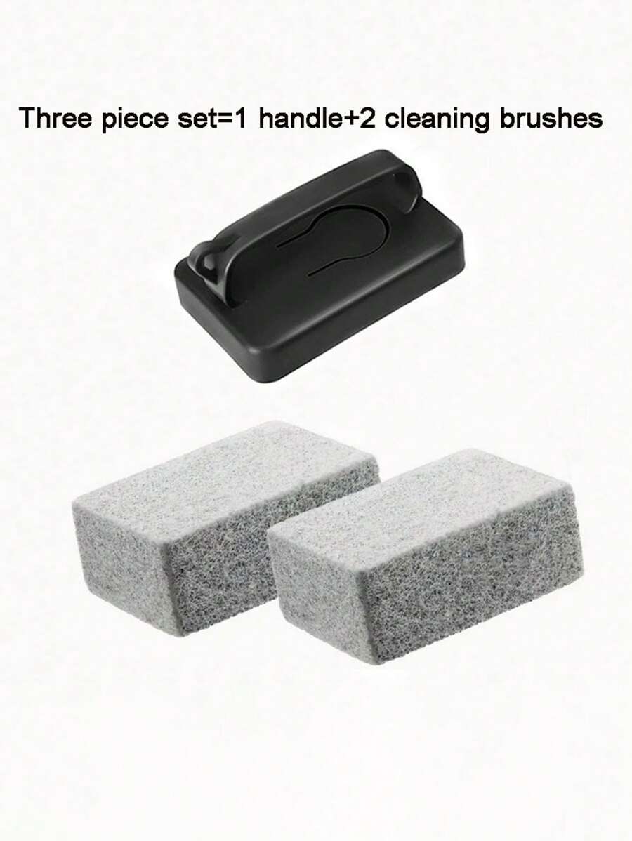 3pcs Heavy Duty BBQ Grill Cleaning Brush Set, Grill Cleaning Brick With Handle, Grill Cleaning Tools, Kitchen Cleaning Brush, Pumice Stone Grill Cleaner For Grill, Swimming Pool, Bathroom Sink, Kitchen Sink