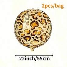 2pcs 22inch Leopard Print Foil Balloons, Suitable For Birthday, Forest Animals Theme Party Decoration