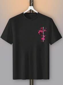 动漫男式日语文字龙图案 Y2k T 恤 - 黑色 - 查看 3