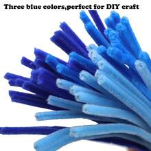 Bộ 300 ống làm sạch màu xanh lam thủ công 3 màu sắc khác nhau, ống làm sạch thân nhung dày, mềm mại cho dự án làm hoa thủ công DIY, đồ trang trí ngày lễ - Nhiều màu - Xem 5