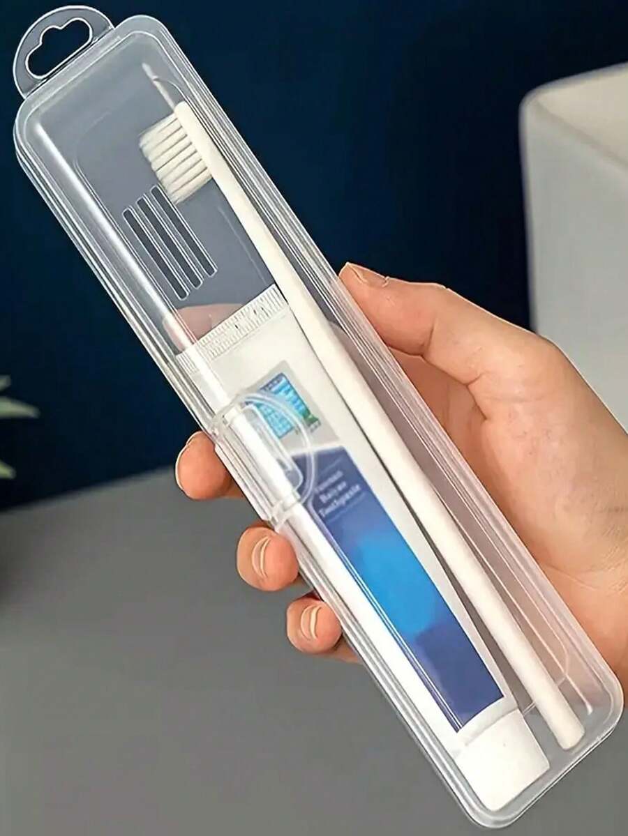 Transparent Plastic Toothbrush And Toothpaste Storage Box, Makeup Brush Storage Box, Multi-Function Storage Box, Casual Style, Lightweight, With Buckle Closure, Suitable For Travel And Business Trips - Multicolor - View 1