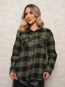 Camisa Xadrez Feminina Flanelado Manga Longa
