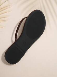 New Spring/Summer, Women's Chocolate Brown Thong Sandals, Round Toe Flat Flip Flops, Casual Slippers For Indoor & Outdoor Wear