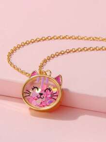 1 Stück süße glitzernde Ketten-Halskette mit Cartoon Katzen-Motiv, Geschenk für Freunde