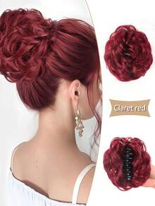 Pieza para el cabello con sujeción para moño desordenado, extensiones de cabello sintético ondulado y rizado para chongos, coletas y recogidos gruesos para mujeres - Multicolor - Ver 11