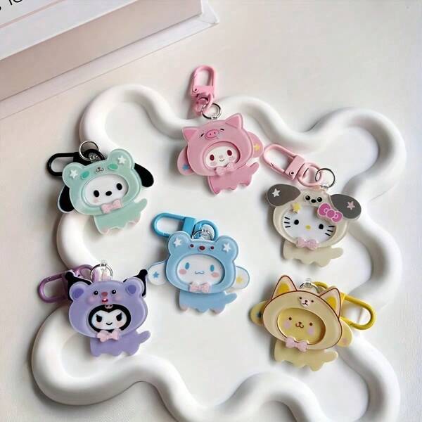 Sanrio Sanrio 1 Set (6pcs) Cute Acrylic Keychains, Wearing Hat Kuromi, My Melody, Pudding Dog Bag Charms, Suitable For Car Keys, Backpack Hangings, Holiday, Birthday Party, Gifts