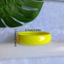 1pc Plastic Bracelet, 1.7cm Wide Rhinestone Surface, Bright Fluorescent Acrylic Resin Candy Color Bangle