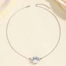 1pc Stainless Stell 2025 Graduation Necklace, Women's Simple Metal Doctoral Cap Pendant Necklace, Graduation Gift For Classmates And Friends In 2025