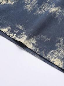 1 par de traje de baño de resort para hombre - Pantalones cortos con estampado teñido con plantas | Fotografía de la playa - lago azul - Ver 8
