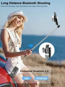 Tongkat Selfie Mini Portabel Bluetooth LED 3 Warna, Tripod Multi-Sudut yang Dapat Diatur, Dapat Dilipat, Cocok untuk Siaran Langsung, Foto Grup, dan Perjalanan, Kontrol Jarak Jauh Nirkabel Kompatibel dengan Sebagian Besar Ponsel Pintar, Ideal untuk Liburan Musim Panas, Perjalanan, Aktivitas Luar Ruangan, Siaran Langsung, dan Lainnya - Multiwarna 1 meter - View 7