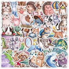 50pcs Cute Animal Doodle Stickers For Notebook, Laptop, Luggage, Tumbler Decorations - Khaki - View 1