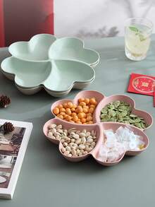 1 件不可阻挡的心形派对小吃服务托盘、开胃菜盘、小吃碗、多级小吃碗托盘、坚果、糖果、水果容器、可重复使用的塑料小吃托盘，带 4 个隔间，适用于家庭和餐厅、厨房、圣诞礼物