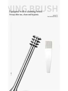 Set de 6 piezas de Palillos de oído de acero inoxidable, 8 piezas de Herramientas para eliminar la cera de oído, Cucharilla de oído de espiral de doble extremo, Kit de limpieza de oídos