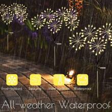1PC Solar Powered Small Fireworks Ground Mounted Light, Suitable For Courtyard, Garden, Outdoor, Camping, Party Decoration