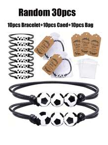 15/30/60 pièces Bracelet de soccer en vrac, ballon anti-stress de soccer avec porte-clés et porte-clés pour récompense, cadeau d'anniversaire thème soccer (aléatoire)