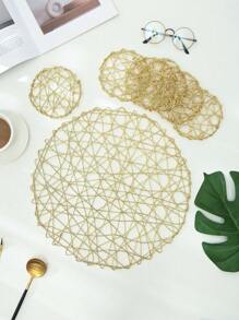 1-12pcs Handmade Woven Paper Placemats, Heat Insulation Coasters, Round Table Mats For Room Decor, Dining Table Decor, Home Decor, Suitable For Festivals, Parties, Birthdays, Weddings, And Dinners