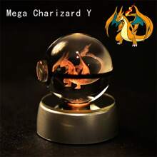 pokemon Bola de cristal de 3D Lámpara de base con Pikachu, Mew, Mewtwo y Pokeball de cristal Figura de bola de cristal Luz nocturna Regalo de cumpleaños