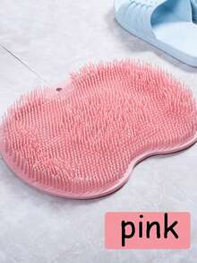 1 件带吸盘的防滑硅胶背部清洁器和按摩垫 - 舒适去角质浴垫，深层清洁，放松足部和身体护理，柔软光滑的表面，TPR 材质，易于清洁，粉色健身配件