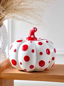 1pc Creative Resin Polka Dot Pumpkin Decor Figurine, Unique Pumpkin Decorative Crafts, Multiple Colors Available, Suitable For Living Room, Study, Nightstand, Dining Room, Wedding, Party Home Decoration